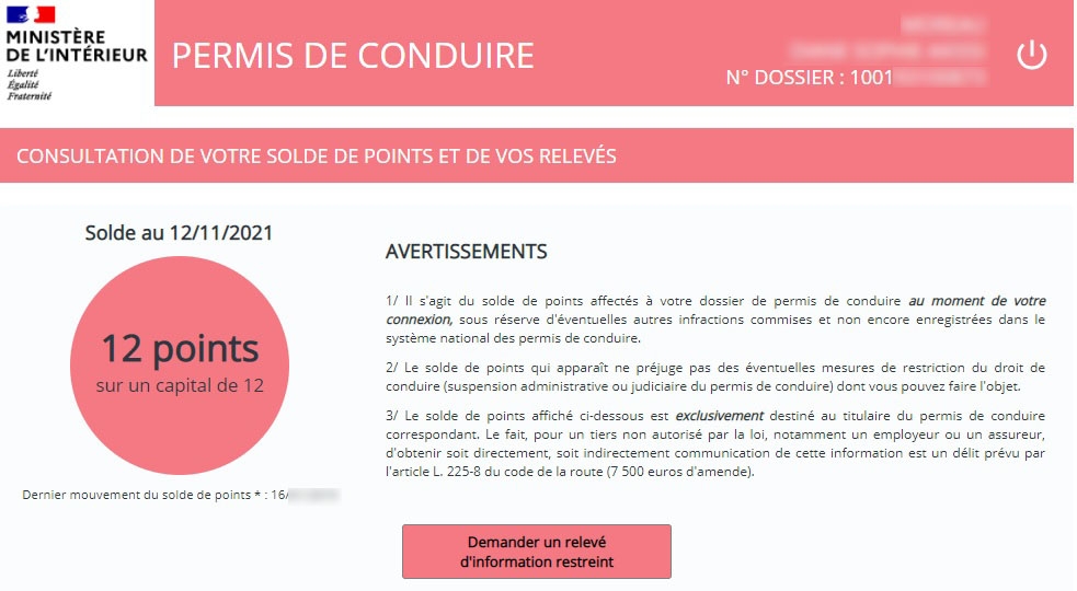 Consulter le solde de points de son permis de conduire