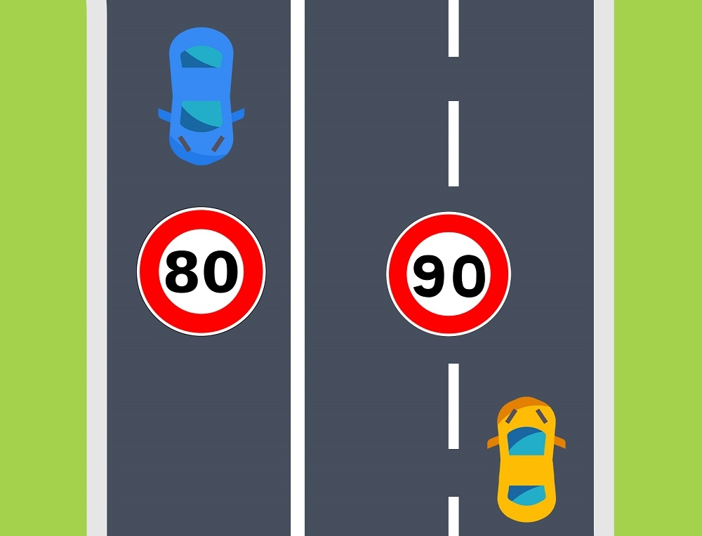 Limitation à 80 km/h pour une route à double sens sans séparateur central avec un créneau de dépassement