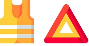 Gilet de haute visibilité et triangle de présignalisation