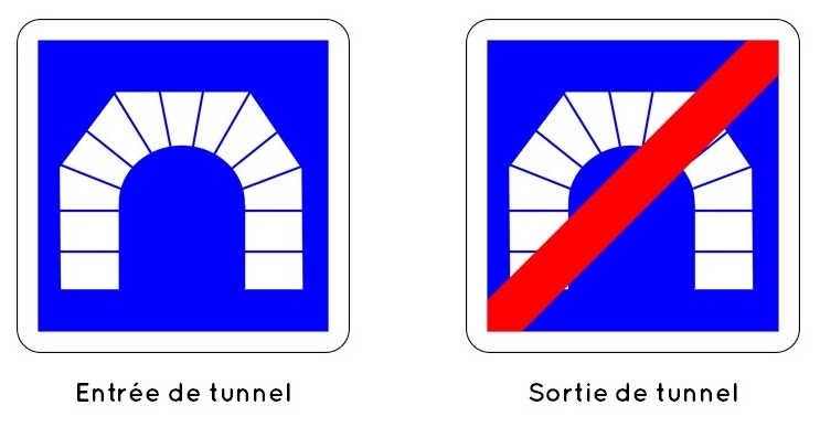 Panneaux d’entrée et de sortie de tunnel