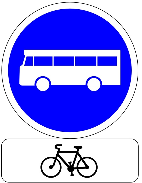 Panneau autorisant les cyclistes à circuler sur la voie de bus