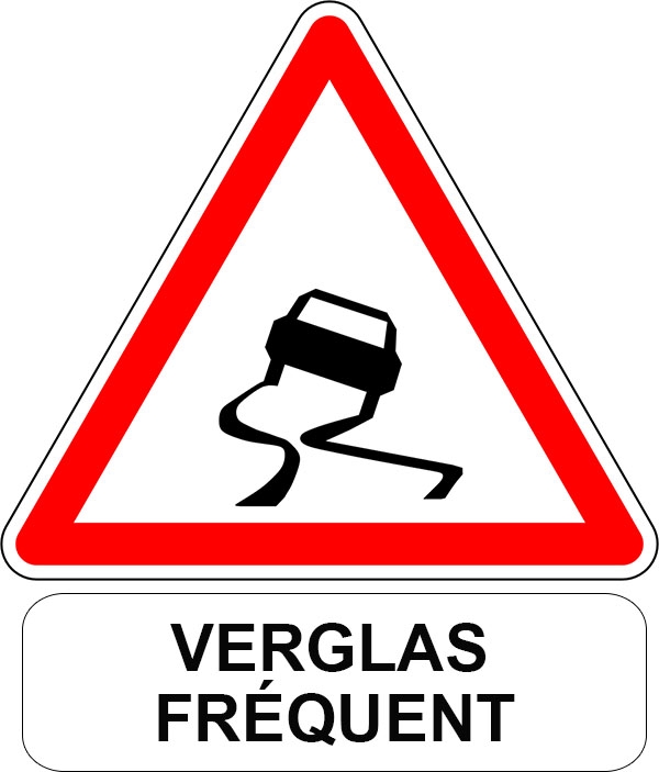 Panneau de danger de verglas fréquent