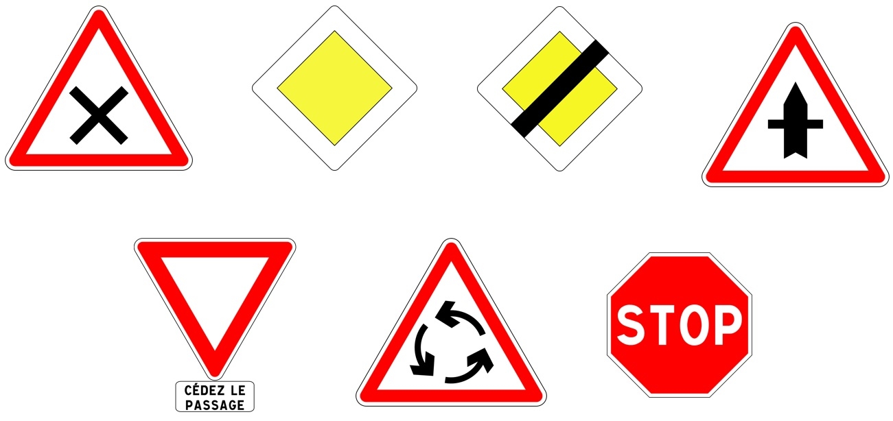Les panneaux aux intersections