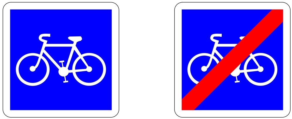 Panneaux de piste ou bande cyclable conseillée 
