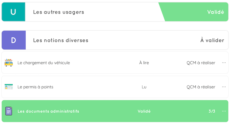 Présentation des cours sur le site web