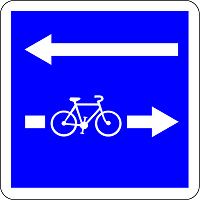 Panneau qui indique que le sens opposé est réservé aux cyclistes