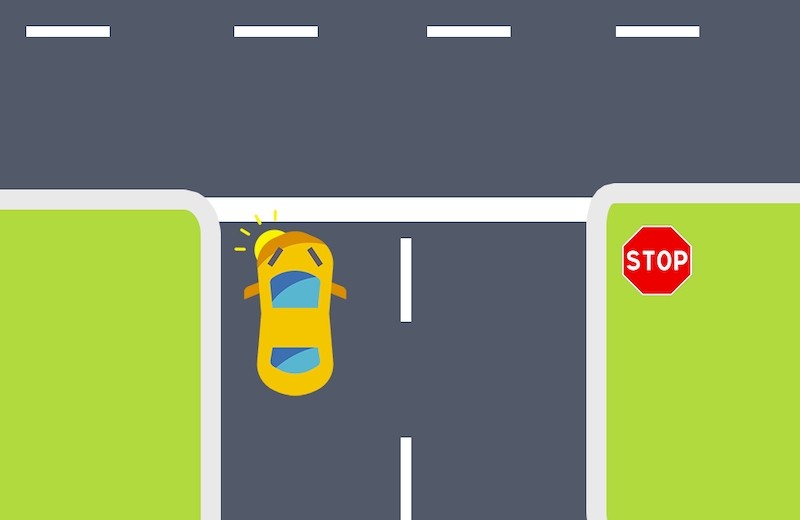 Position sur la chaussée pour tourner à gauche dans une rue à sens unique